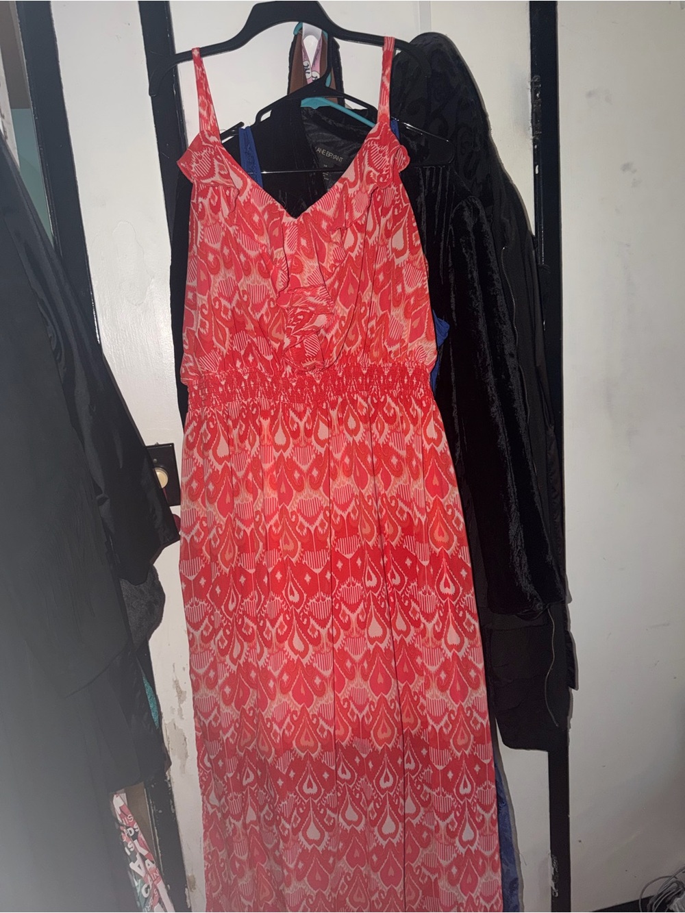 Faded Glory Coral Red Printed Sleeveless Maxi Dress